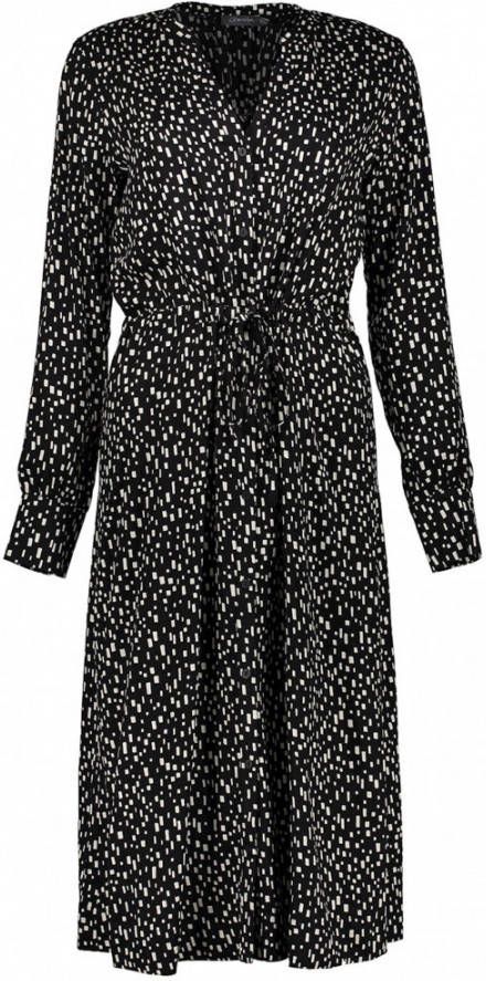 Geisha jurk met all over print en plooien zwart/wit