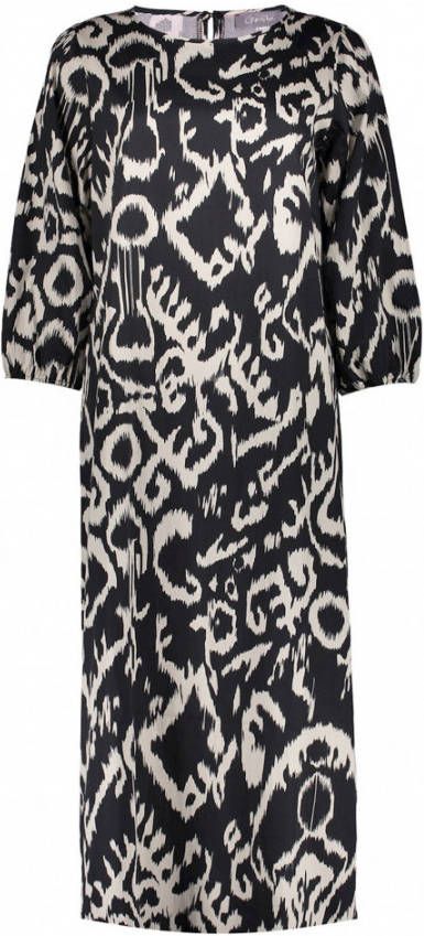 Geisha jurk met all over print zwart/gebroken wit