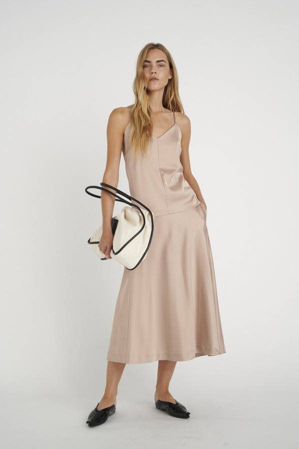 Inwear satijnen midi rok ZilkyIW zand