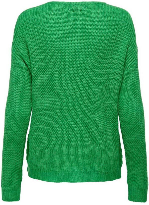 Jacqueline de Yong V hals gebreide kleding , Groen, Dames