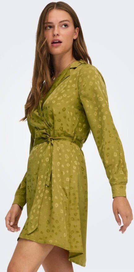 Jacqueline de Yong Jurk met lange mouwen panterprint tailleriem