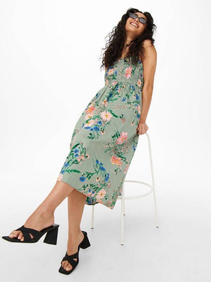 Jacqueline de Yong Midi jurk bandjes gesmokte