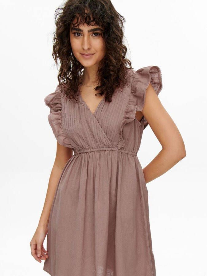 Jacqueline de Yong Mouwloze jurk ruches v hals