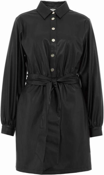 Liu Jo Gecoate stoffen shirtjurk , Zwart, Dames