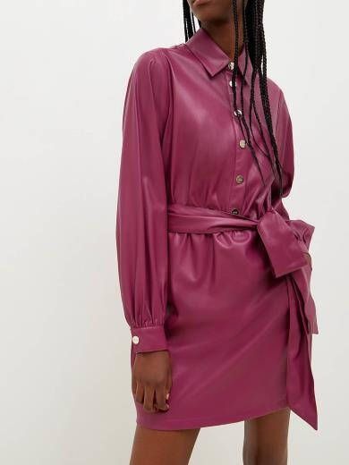 Liu Jo Paarse Mini Jurk Abito Spalmato Classy Coated