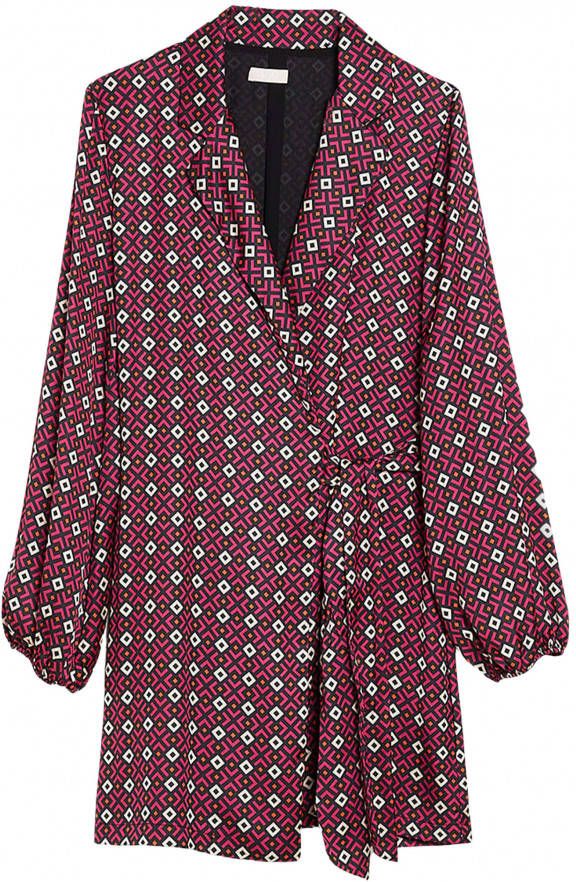 Liu Jo Bordeaux Mini Jurk Abito Ts. Nav Chiffon Stam