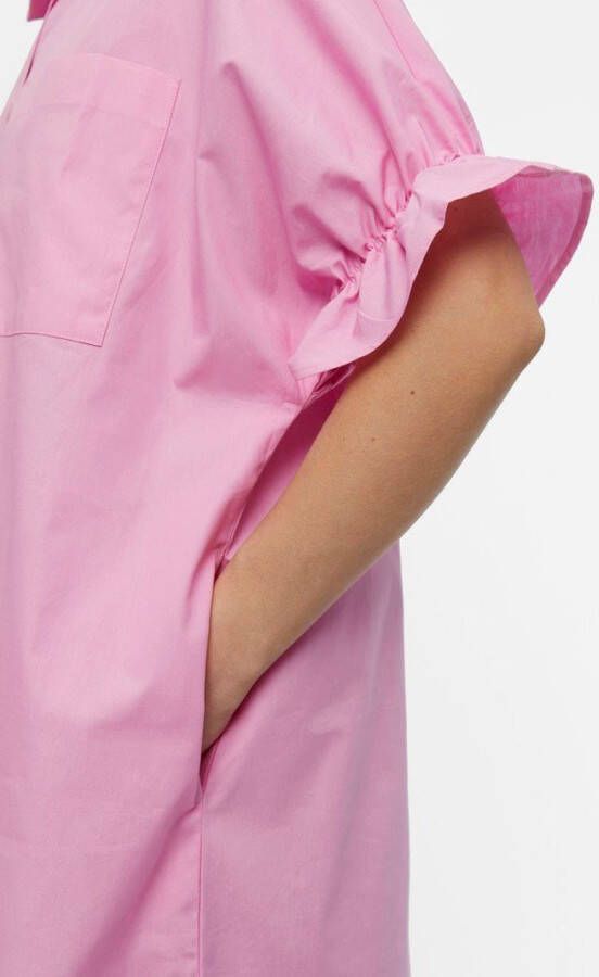 Object Dora S/S Long Shirt Dress , Roze, Dames