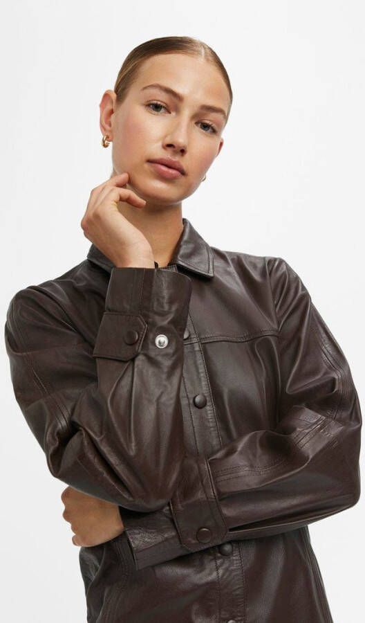 Object Leren jurk mini lengte