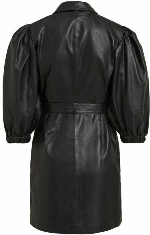 Object Leren jurk pofmouwen