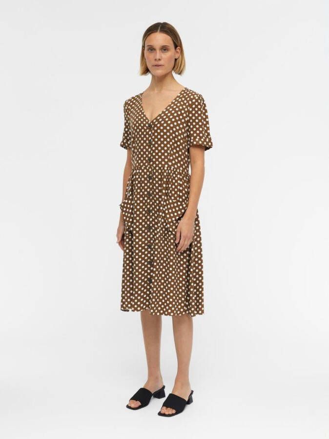 Object Midi jurk gestippelde