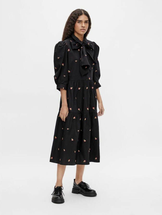 Object Midi jurk pofmouwen