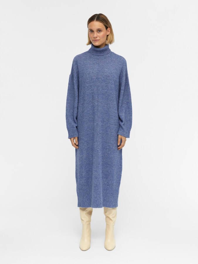 Object Blauwe Midi Jurk Abbie L/s Knit Dress