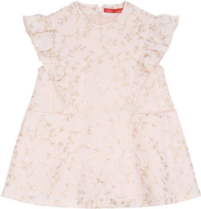 Oilily Diekje feestjurkje roze met gouden foil print