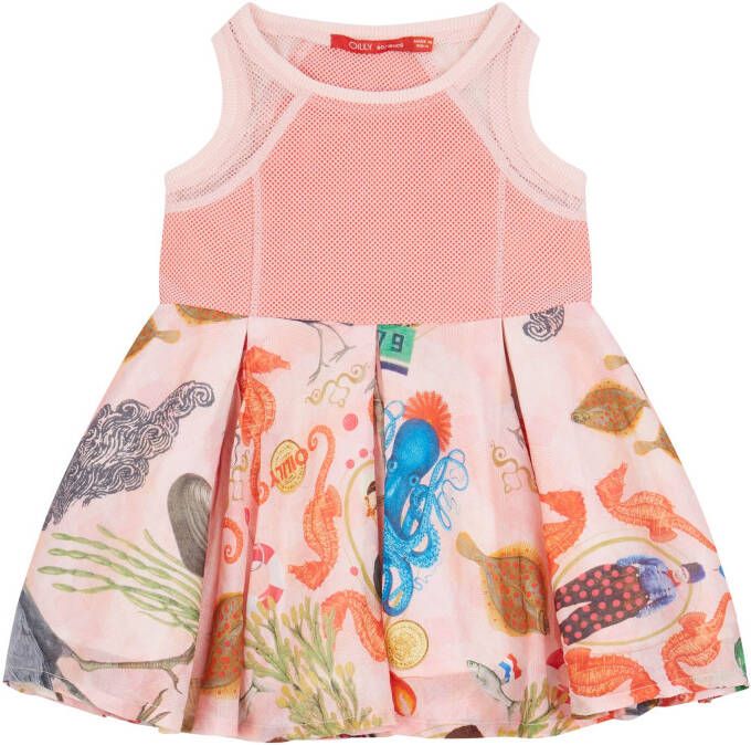 Oilily Diewertje feestelijk organza jurkje met vissersprint