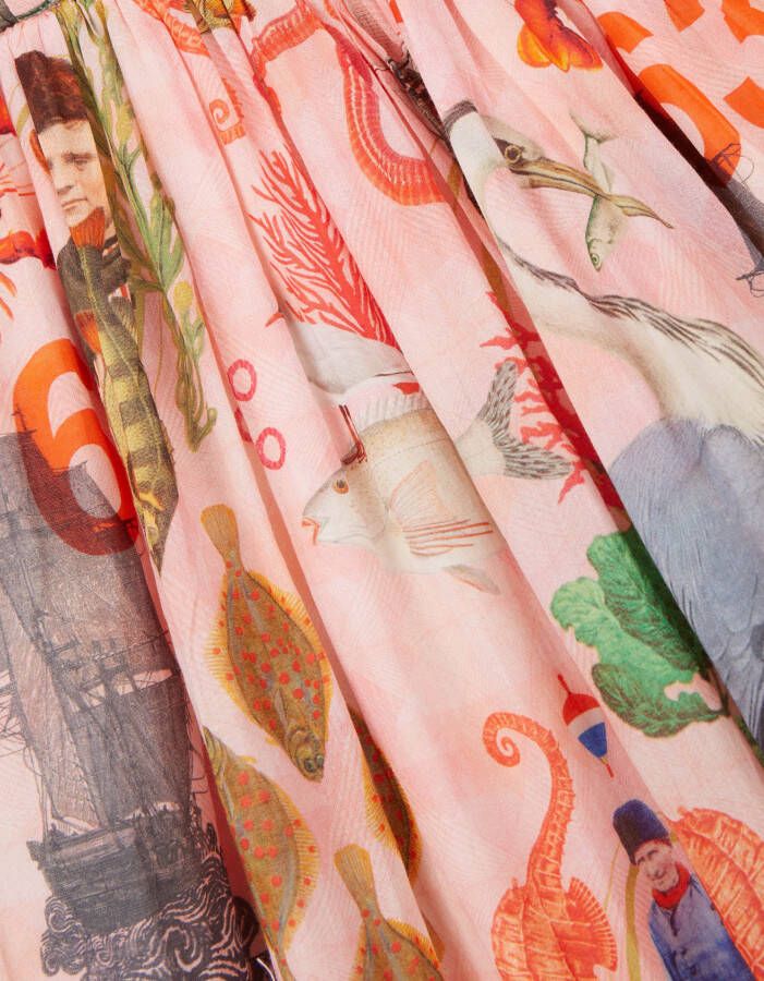Oilily Ditte organza jurkje met urker fish story print