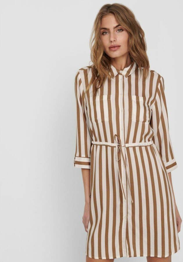 ONLY blousejurk ONLTAMARI met all over print bruin/beige