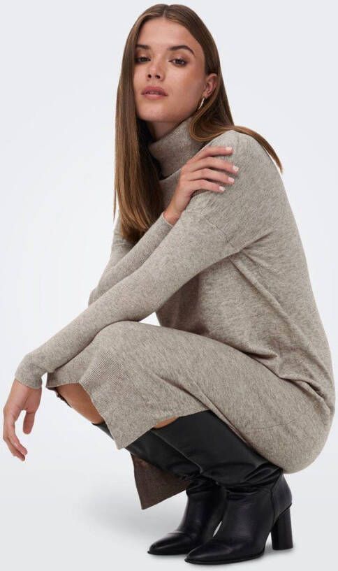 Only Gebreide jurk lange mouwen rolkraag