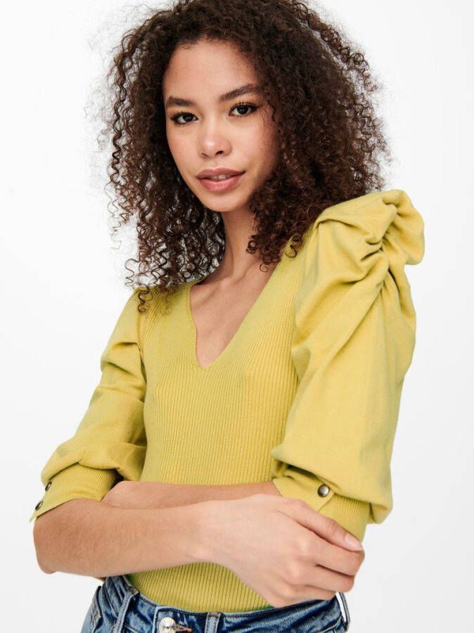ONLY gebreide top ONLAGGI met plooien geel