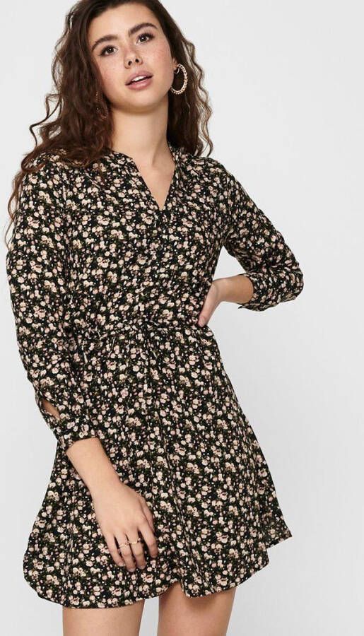 ONLY semi-transparante blousejurk ONLCORY met plooien zwart