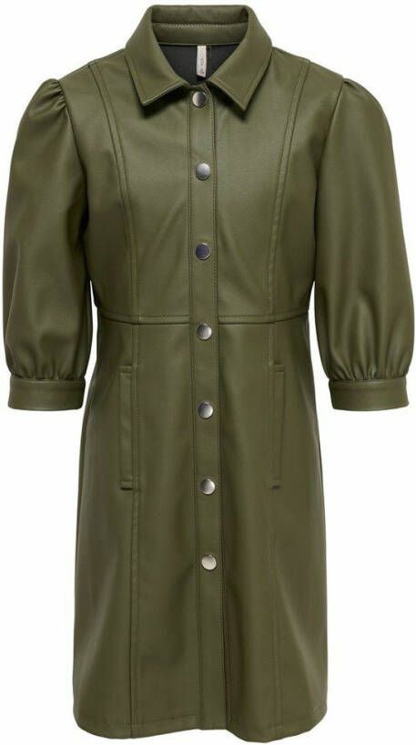 ONLY KIDS imitatieleren jurk KONNAIA met plooien groen