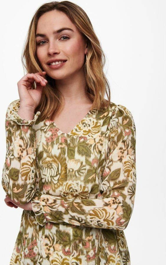 ONLY jurk ONLDAISY met all over print ecru/groen