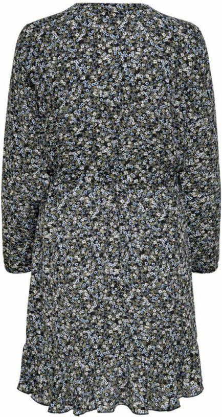 ONLY wikkeljurk ONLCARLY met ruches zwart/lichtblauw