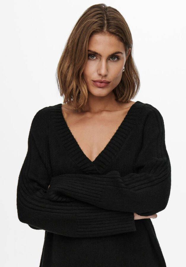 ONLY gemêleerde gebreide jurk ONLMACADAMIA met wol zwart