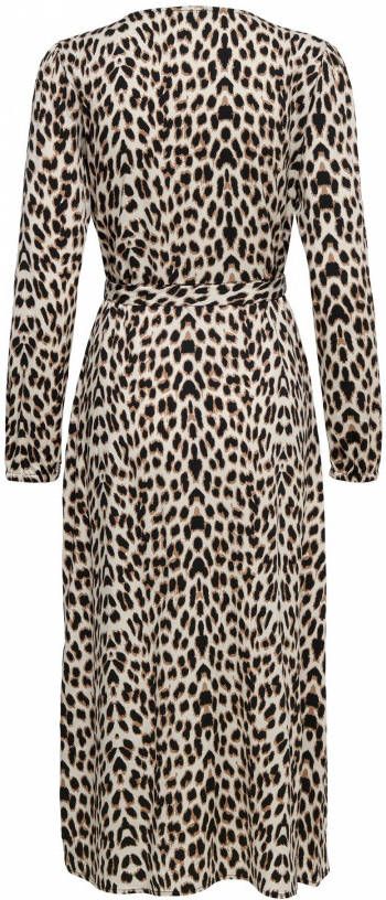 ONLY jurk ONLPRIME met panterprint en plooien bruin/zwart