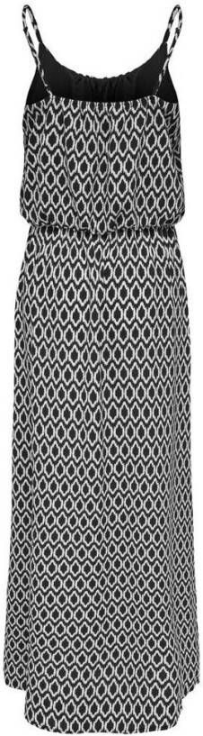 ONLY maxi jurk ONLWINNER met all over print en plooien zwart/blauw