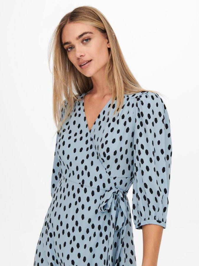 ONLY wikkeljurk ONLOLIVIA met all over print en volant lichtblauw/zwrat