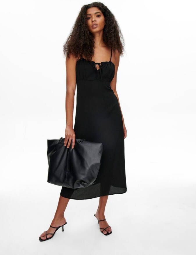 Only Midi jurk effen gekleurd strap