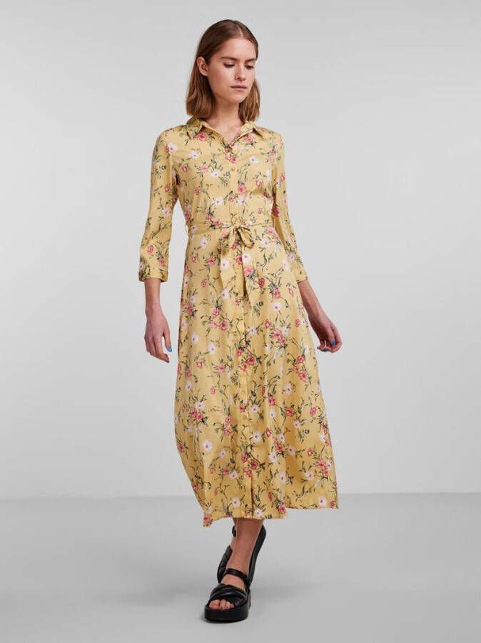 PIECES gebloemde blousejurk PCGLEE lichtoranje