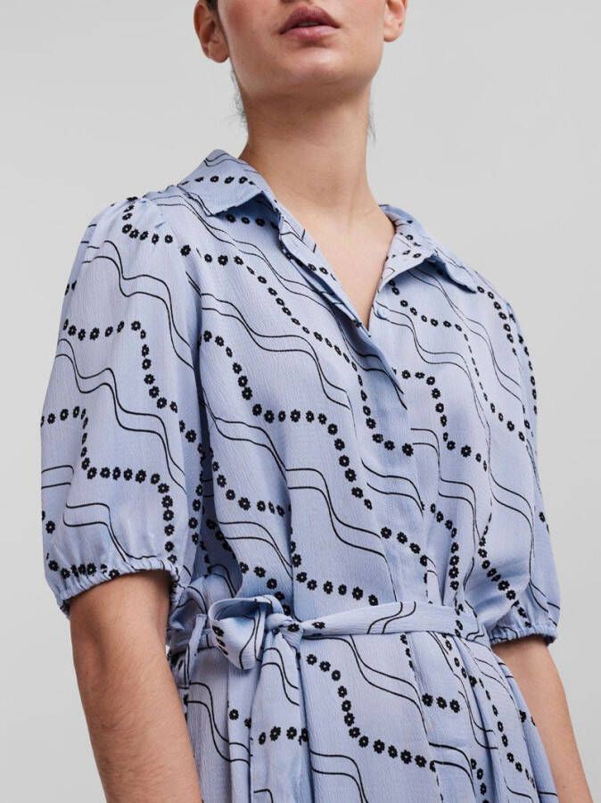 Pieces Pchaisley 2/4 Shirt Midi Dress , Blauw, Dames
