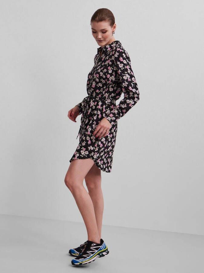 PIECES gebloemde blousejurk PCVATILDA zwart/roze/wit