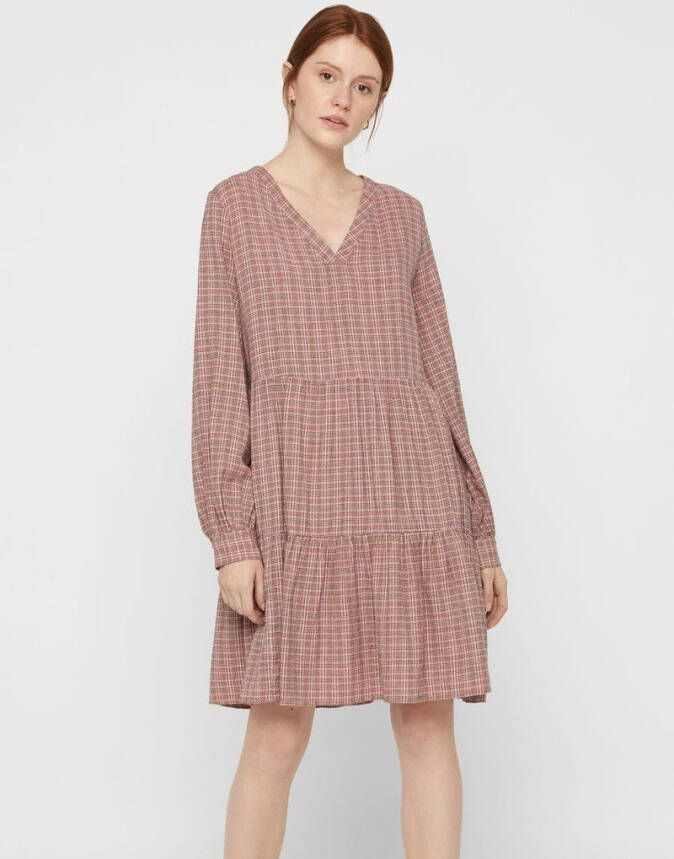 Pieces Gesmoktes Kleid Kariertes Baumwoll