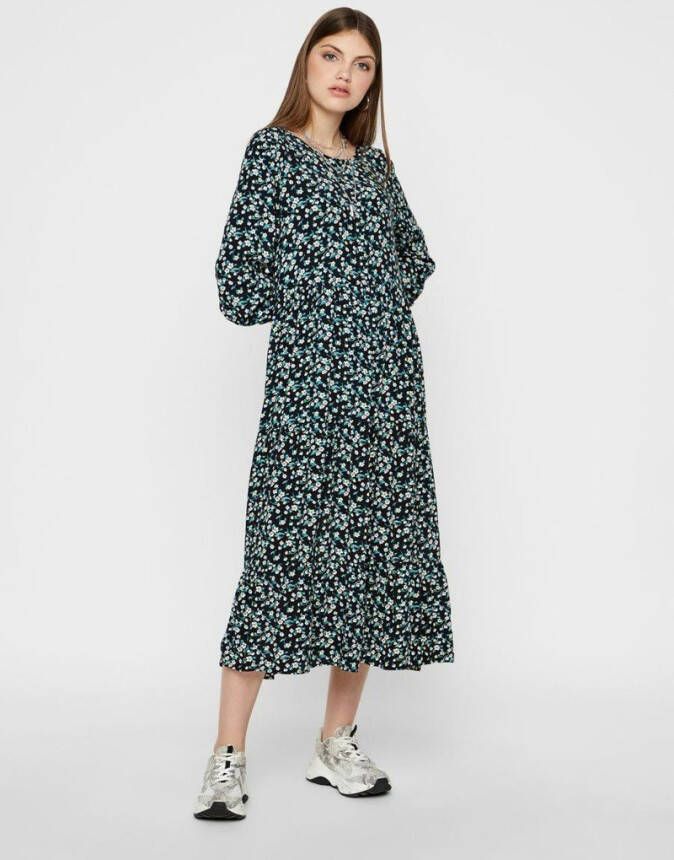 Pieces Jurk gebloemde midi
