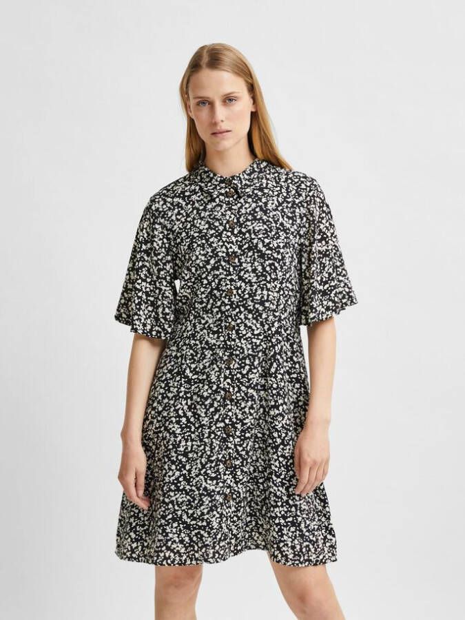 Selected Femme Uma mini blousejurk met print en vlindermouw