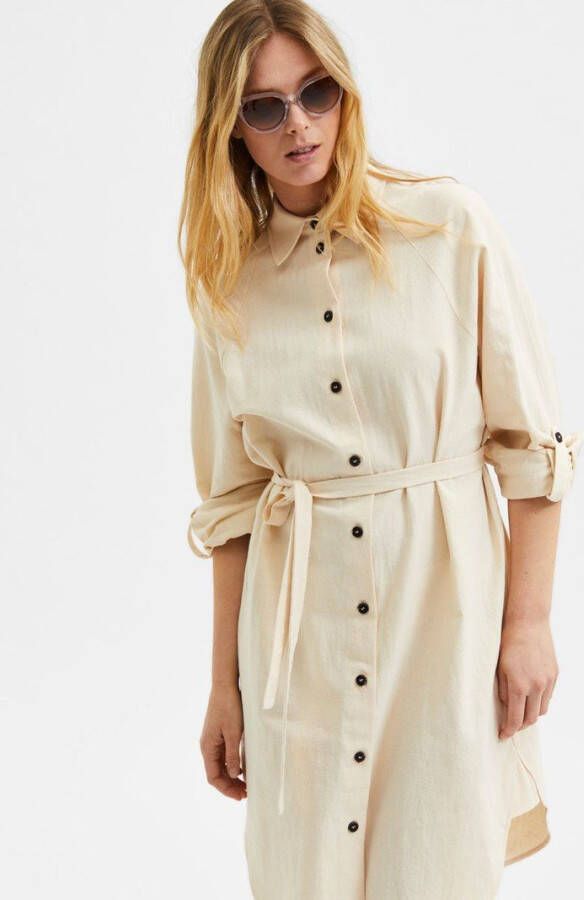 Selected Femme Beige Midi Jurk Slfmalvina ida Ls