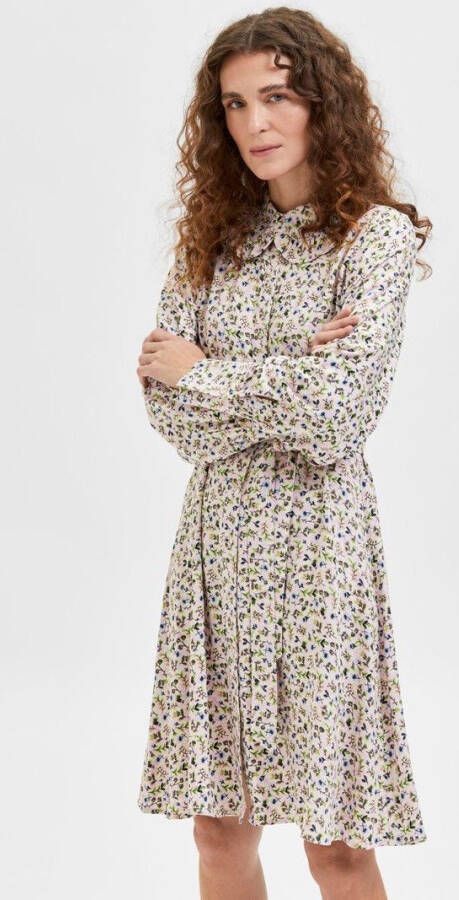 Selected Femme Slfcollins Ls Short Dress M Kjole , Beige, Dames