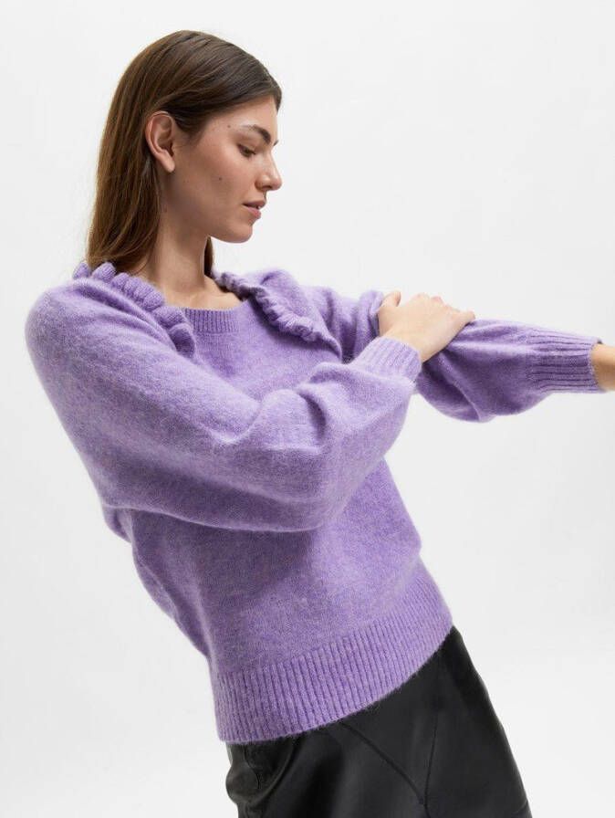 Selected Femme Square Neck Gensere , Paars, Dames