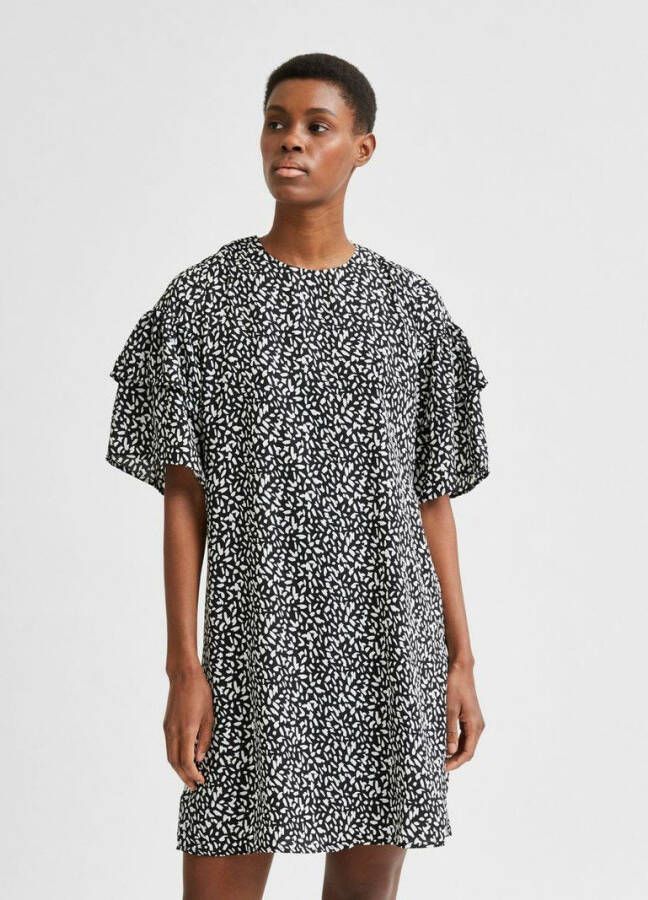 Selected Femme Jurk kort met print en ruches