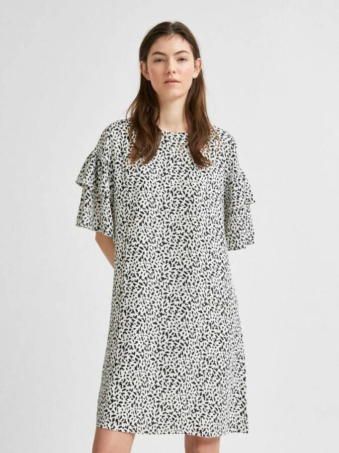 Selected Femme Jurk kort met print en ruches