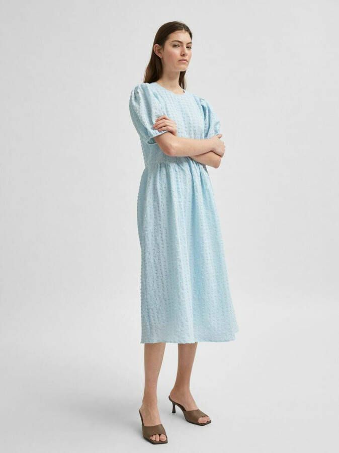 Selected Femme Jurk texture pofmouwen