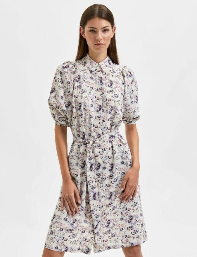 Selected Femme Midi jurk ballonmouwen