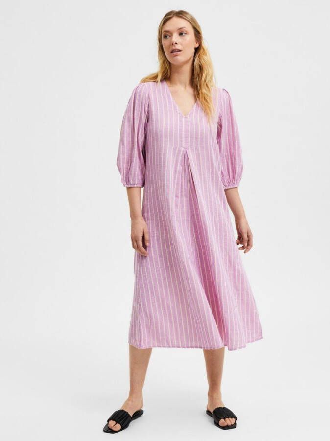 Selected Femme Midi jurk gestreept