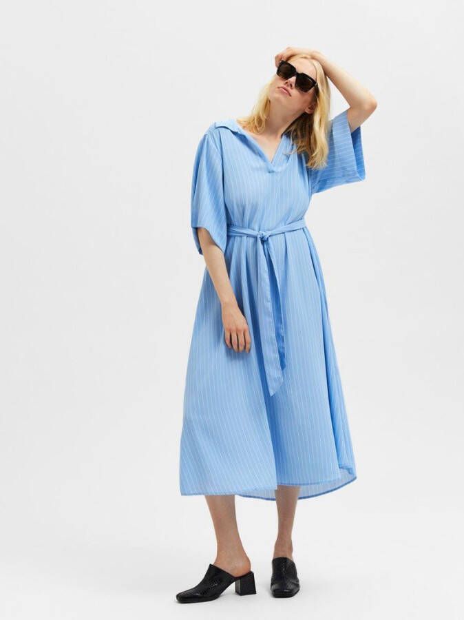 SELECTED FEMME Curve A lijn jurk SLFRHONDA van gerecycled polyester lichtblauw
