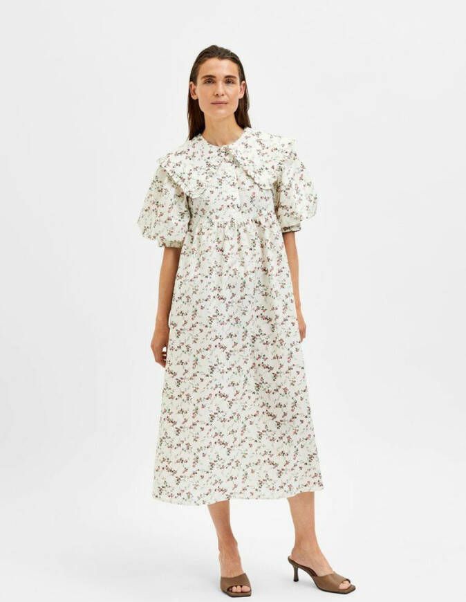 Selected Femme Midi jurk oversized kraag