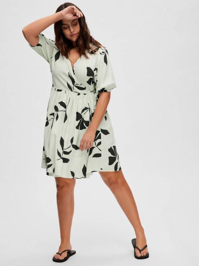 Selected Femme Zand Mini Jurk Slframi 2/4 Aop Short Wrap Dress