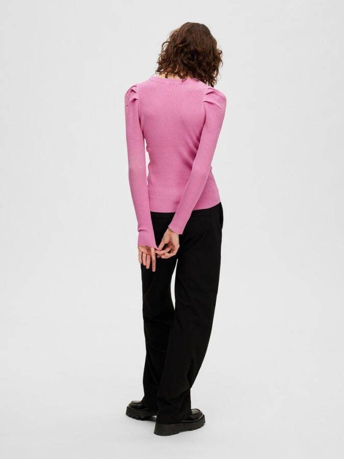 Selected Femme Tops Isla Longsleeve Knit O Neck Paars