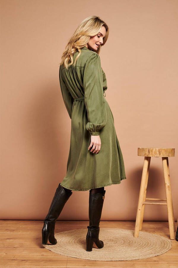 Smashed Lemon blousejurk Mia met ceintuur groen